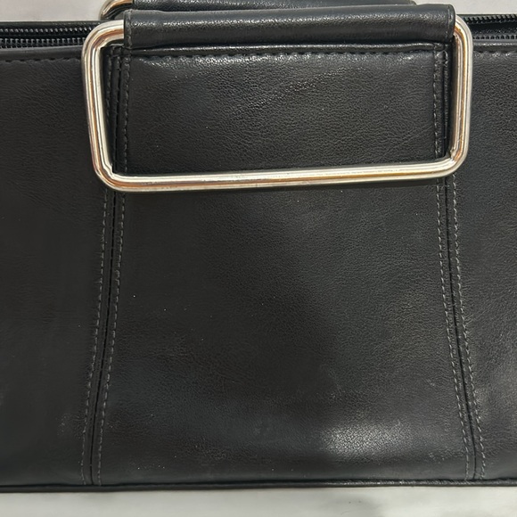 Handbag Clutch Purse Bag Metal Handle Rectangle Giannini Black zipper top - Picture 5 of 17